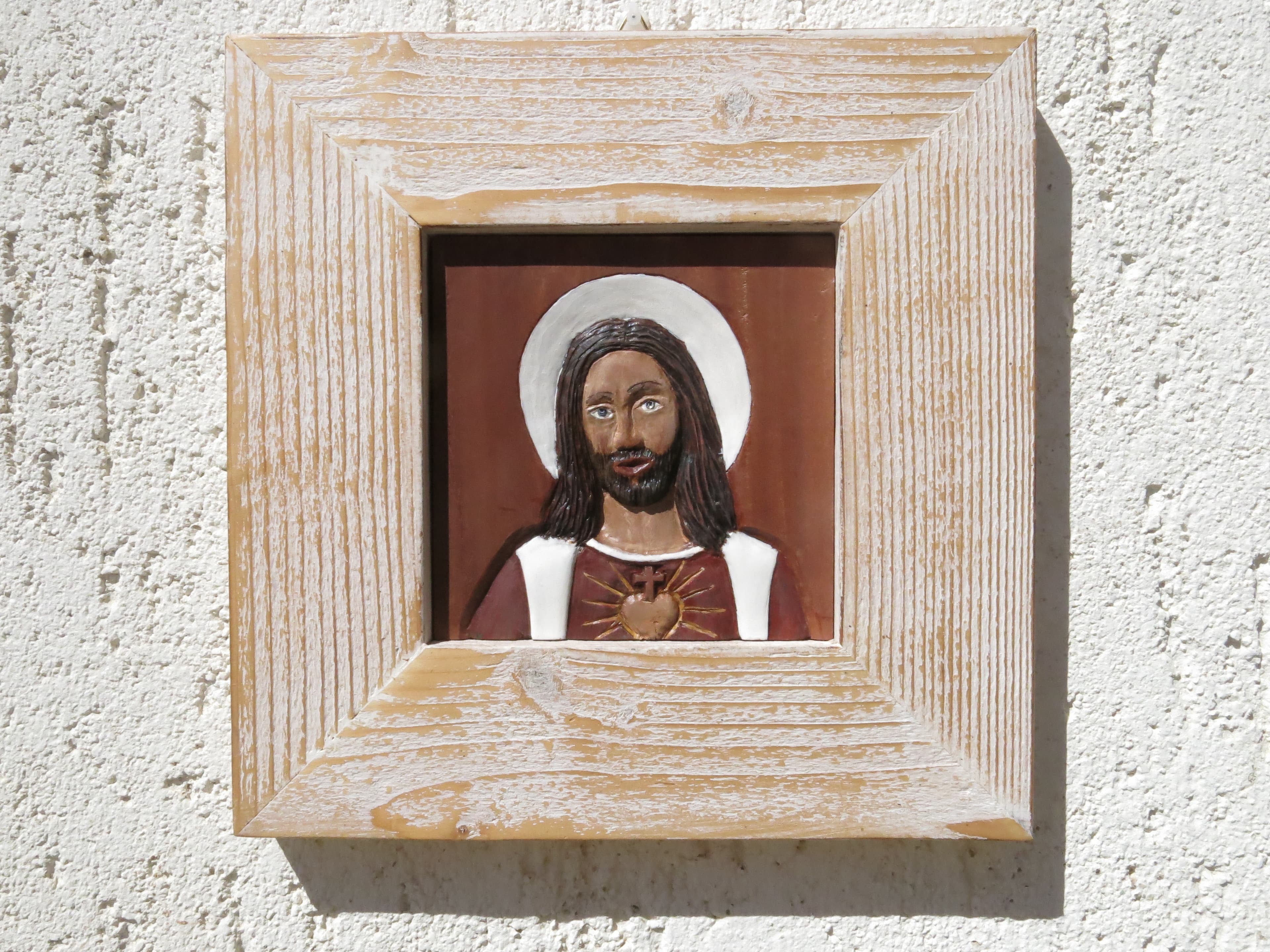 Sacro Cuore di Gesù: bassorilievo in ebano e ginepro